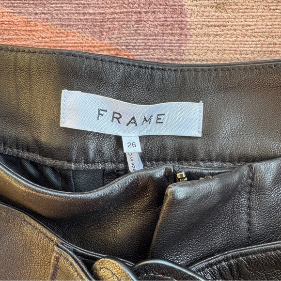 NWT FRAME Black Lamb Leather Paperbag Belted Shorts MSRP $595 - Picture 3 of 8